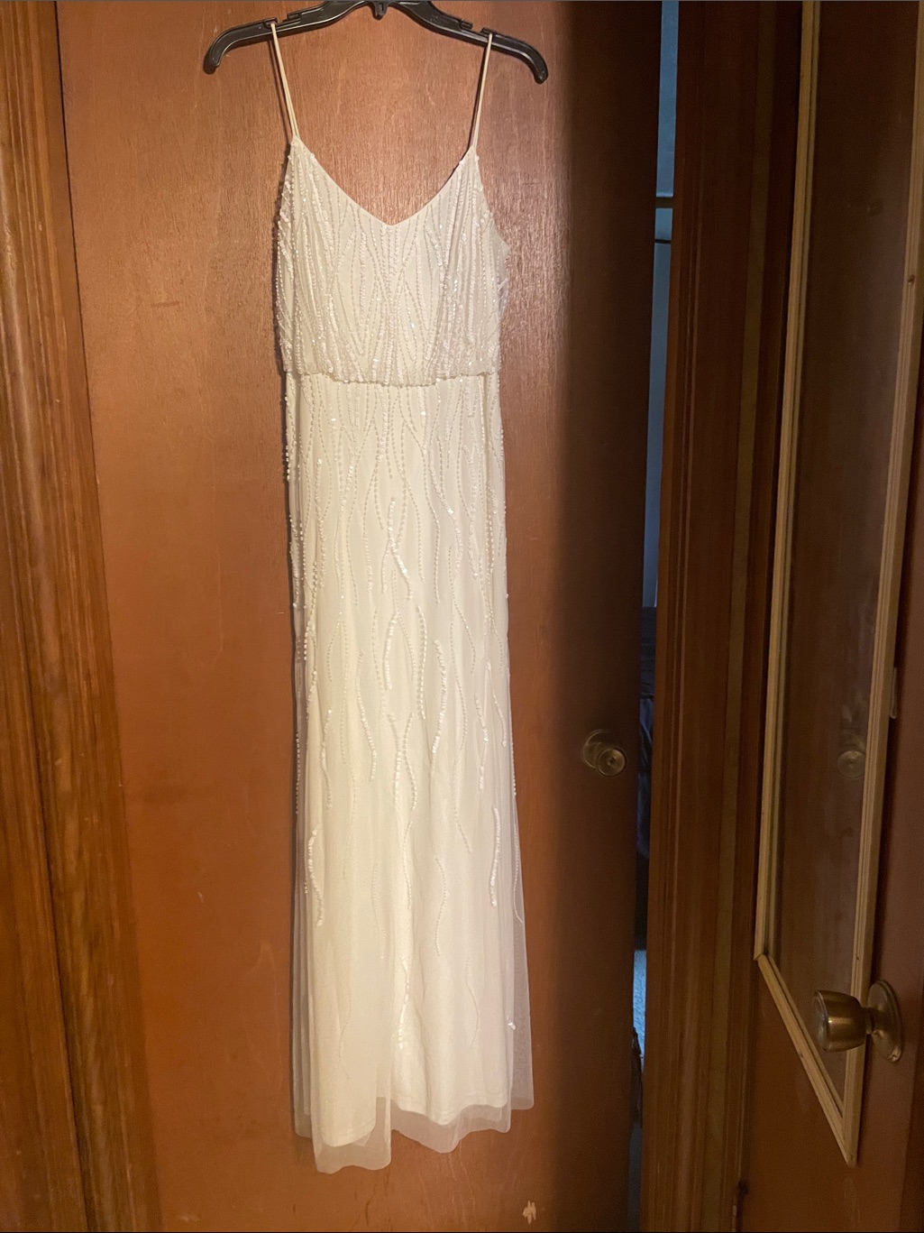 Adrianna Papell Ivory Beaded Spaghetti Strap Wedding Dress